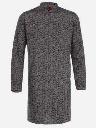 Picture of Charcoal Grey Slim Fit Cotton Kurta