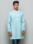 Picture of Sky Blue Cotton Slim Fit Short Kurta