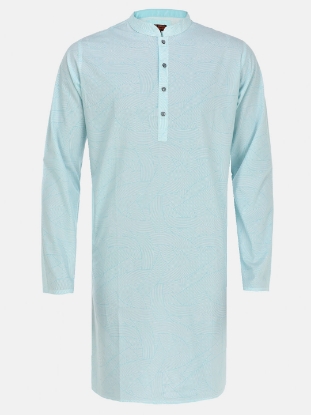 Picture of Sky Blue Cotton Slim Fit Short Kurta
