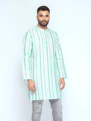 Picture of Sage Green Cotton Slim Fit Short Kurta