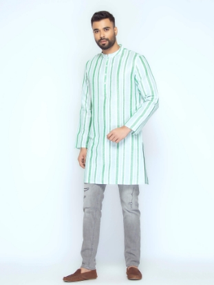 Picture of Sage Green Cotton Slim Fit Short Kurta