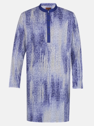 Picture of White Printed Cotton Slim Fit Short Kurta