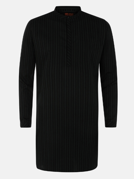 Picture of Black Cotton Slim Fit Short Kurta