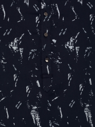 Picture of Midnight Blue Cotton Slim Fit Short Kurta