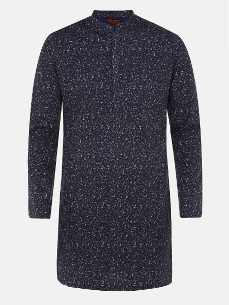Picture of Midnight Blue Cotton Slim Fit Short Kurta