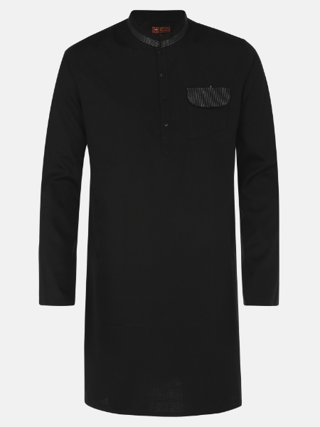 Picture of Black Cotton Slim Fit Short Kurta