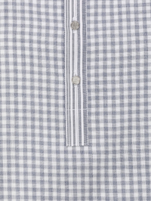 Picture of Blue Grey Check Cotton Slim Fit Short Kurta