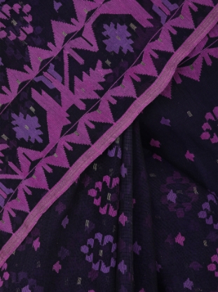 Picture of Deep Purple Half Silk Jamdani Saree