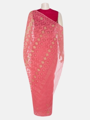 Picture of Light Pink Half Silk Jamdani Saree