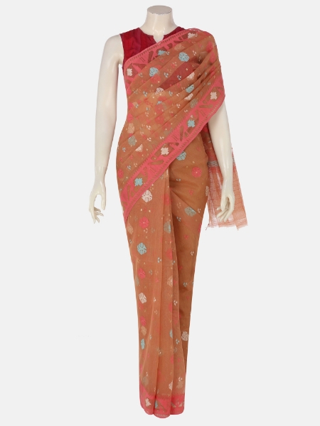 Picture of Light Brown Half Silk Jamdani Saree