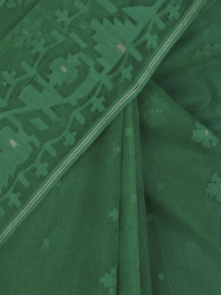Picture of Deep Green Half Silk Jamdani Saree
