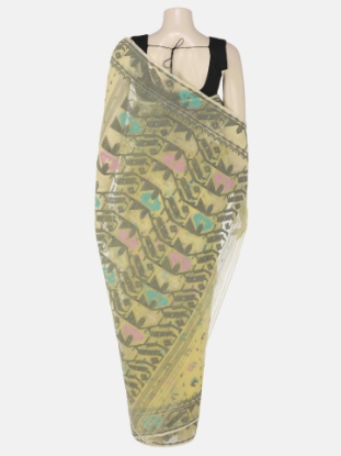 Picture of Pastel Yellow Half Silk Jamdani Saree