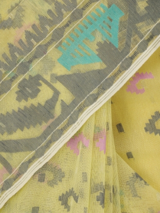 Picture of Pastel Yellow Half Silk Jamdani Saree