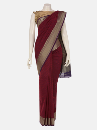 Picture of Maroon Dual Tone Sirajganj Cotton Katan Saree