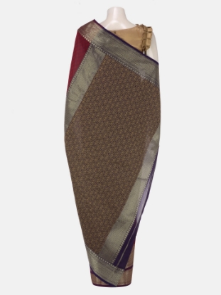 Picture of Maroon Dual Tone Sirajganj Cotton Katan Saree