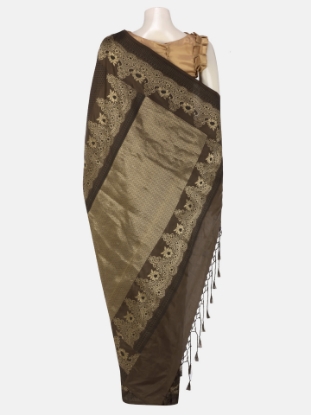 Picture of Dark Brown Mirpur Katan Saree