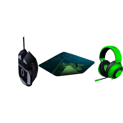 Picture of Razer Basilisk V2 Wired Optical Gaming Mouse Goliathus Mobile Gaming Mouse Pad & Kraken Gaming Headset bundle