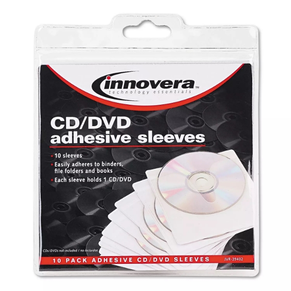 Picture of Self-Adhesive CD/DVD Holders, Clear - 10 per pack