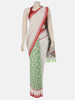White Printed and Embroidered Cotton Saree
