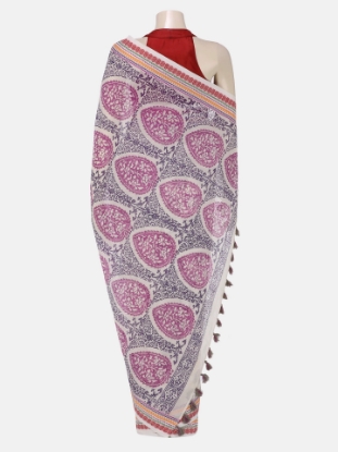 Ivory Printed Cotton Saree