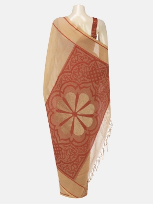 Beige Tangail Cotton Baluchari Saree
