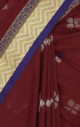 Maroon Tangail Cotton Shambalpuri Saree
