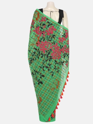 Light Green Printed Cotton Saree