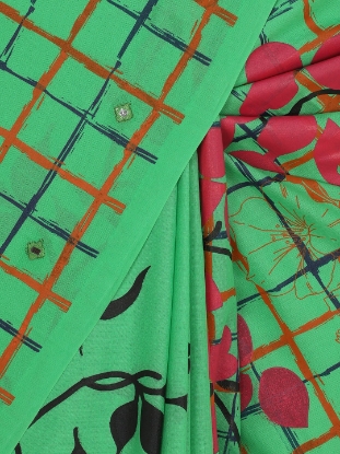 Light Green Printed Cotton Saree