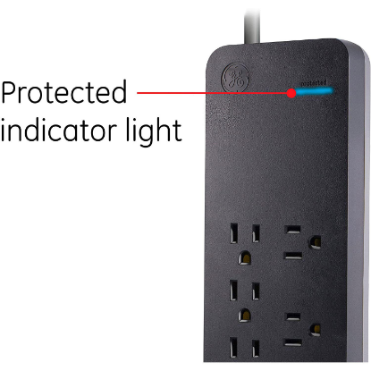 Picture of GE 8 Outlet 2 USB 4 Ft Surge Protector & 6 Outlet Wall Adapter Kit, Black