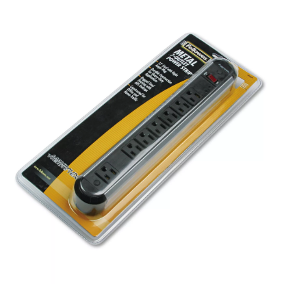 Picture of Fellowes - 7-Outlet Metal Power Strip 125V 12ft Cord - Black/Silver