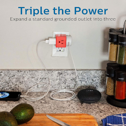 Picture of Philips 3-Outlet Grounded Cube Tap 6 Pack Choose Color