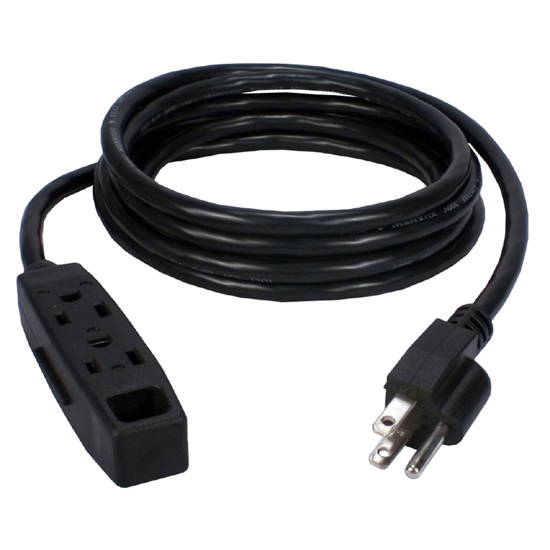 Picture of QVS 10' 3-Prong Power Extension Cord with 3 Outlets (3 Pack)