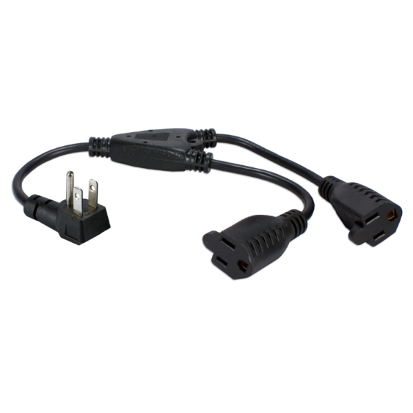 Picture of 16" 3-Prong Outlet Saver Power Splitter Adapter with 90º Flat Plug (4 Pack)