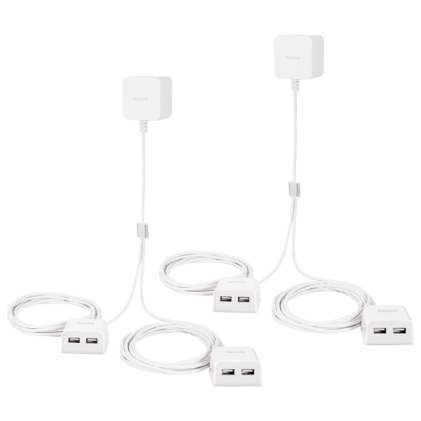 Picture of Philips Twin Charger 4 USB-A Ports 2 Pack White