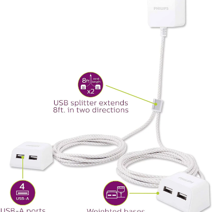 Picture of Philips Twin Charger 4 USB-A Ports 2 Pack White