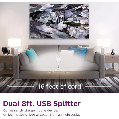 Picture of Philips Twin Charger 4 USB-A Ports 2 Pack White