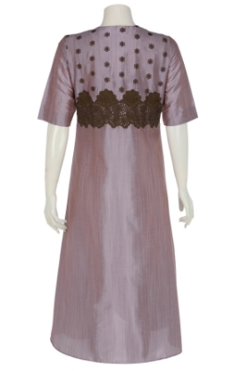 Lavender Embroidered Tussar Silk Kurta