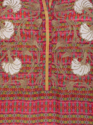Punch Pink Printed and Embroidered Viscose Kurta