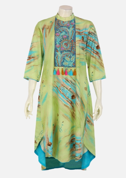 Mint Green Embroidered Viscose Kurta
