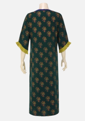 Green Printed Cashmillon Kurta