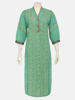 Green Printed and Embroidered Cotton Kurta