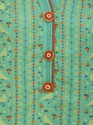Green Printed and Embroidered Cotton Kurta