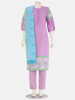 Light Purple Printed and Embroidered Viscose-Cotton Shalwar Kameez Set