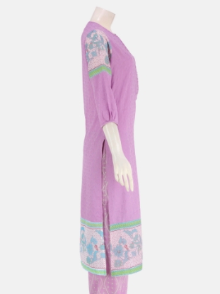 Light Purple Printed and Embroidered Viscose-Cotton Shalwar Kameez Set