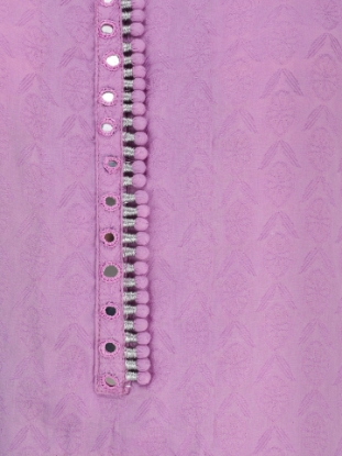 Light Purple Printed and Embroidered Viscose-Cotton Shalwar Kameez Set