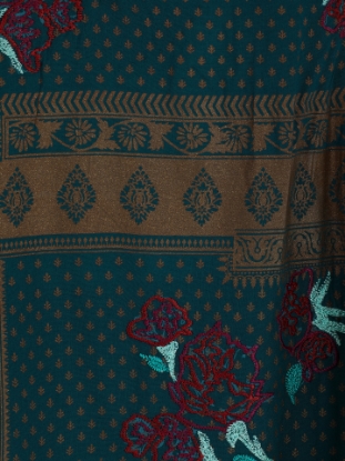 Peacock Blue Printed and Embroidered Viscose Shalwar Kameez Set