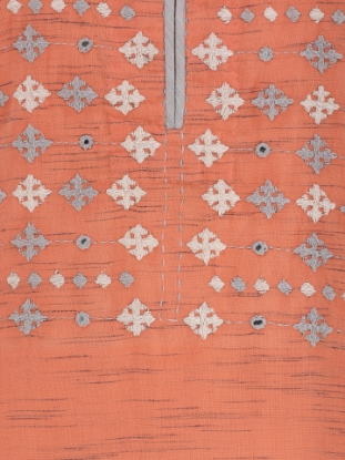 Melon Printed and Embroidered Mixed Viscose Shalwar Kameez Set