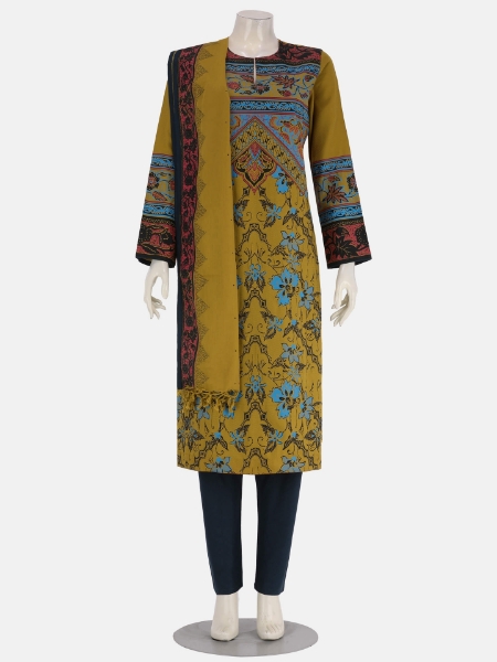 Goldenrod Printed Viscose-Cotton Shalwar Kameez Set