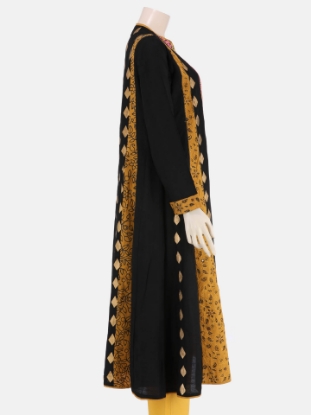 Maroon Printed and Embroidered Cotton Kameez Set