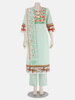 Mint Green Printed and Embroidered Viscose-Cotton Kameez Set